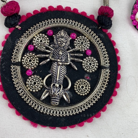 Goddess necklace & Earrings Durga Indian India Cowri Shells - Picture 2 of 7